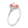 14k White Gold 14k White Gold Pink Champagne Sapphire And Diamond Halo Engagement Ring - Three-Quarter View -  104657 - Thumbnail