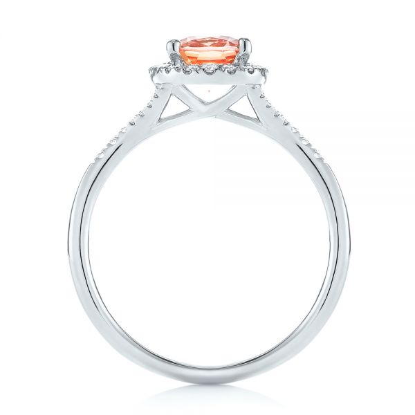  Platinum Platinum Pink Champagne Sapphire And Diamond Halo Engagement Ring - Front View -  104657