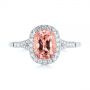 18k White Gold 18k White Gold Pink Champagne Sapphire And Diamond Halo Engagement Ring - Top View -  104657 - Thumbnail