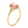 18k Yellow Gold 18k Yellow Gold Pink Champagne Sapphire And Diamond Halo Engagement Ring - Three-Quarter View -  104657 - Thumbnail