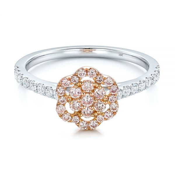 Pink Diamond Flower Engagement Ring - Flat View -  101952
