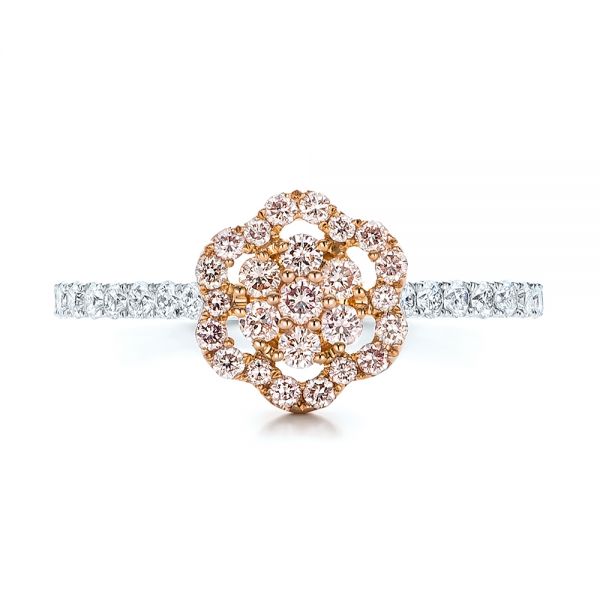 Pink Diamond Flower Engagement Ring - Top View -  101952