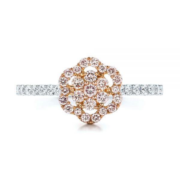 Pink Diamond Flower Engagement Ring - Top View - 101952