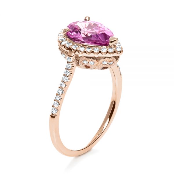 14k Rose Gold And 18K Gold 14k Rose Gold And 18K Gold Pink Sapphire And Diamond Two-tone Engagement Ring - Three-Quarter View - 205