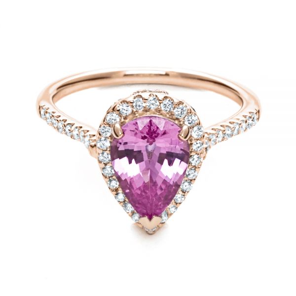 14k Rose Gold And 18K Gold 14k Rose Gold And 18K Gold Pink Sapphire And Diamond Two-tone Engagement Ring - Flat View - 205