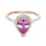 14k Rose Gold And 18K Gold 14k Rose Gold And 18K Gold Pink Sapphire And Diamond Two-tone Engagement Ring - Flat View -  205 - Thumbnail