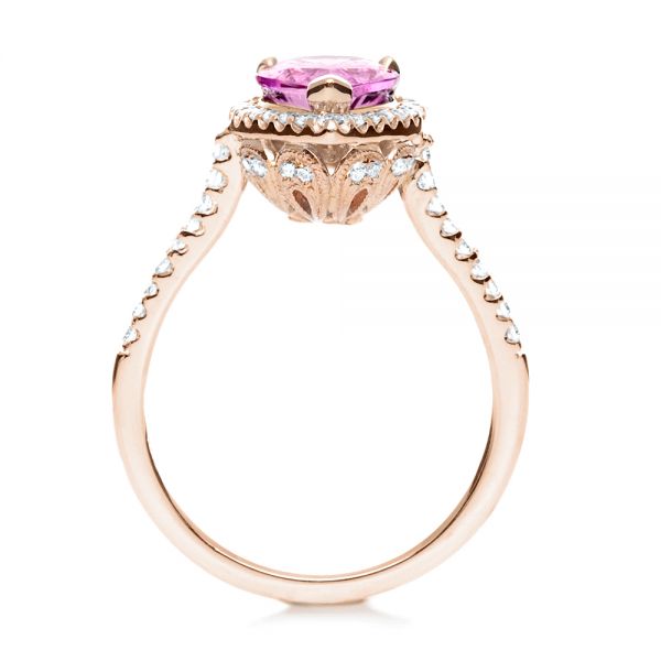 14k Rose Gold And Platinum 14k Rose Gold And Platinum Pink Sapphire And Diamond Two-tone Engagement Ring - Front View -  205