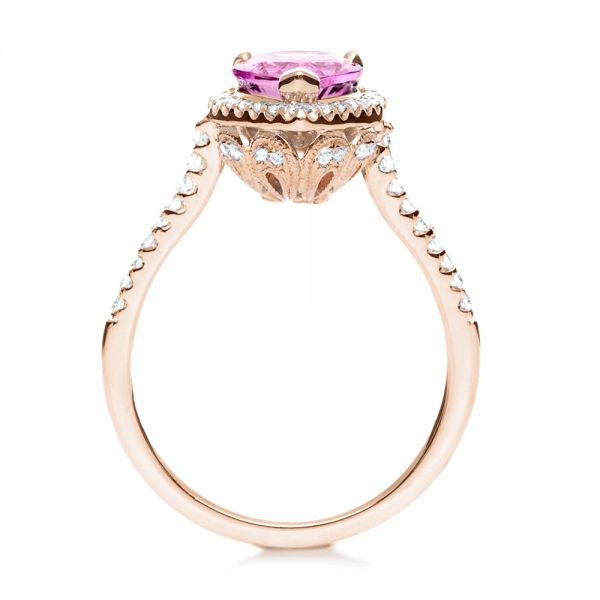 14k Rose Gold And 18K Gold 14k Rose Gold And 18K Gold Pink Sapphire And Diamond Two-tone Engagement Ring - Front View - 205