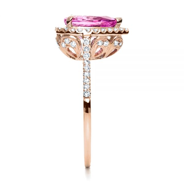 18k Rose Gold And 18K Gold 18k Rose Gold And 18K Gold Pink Sapphire And Diamond Two-tone Engagement Ring - Side View -  205