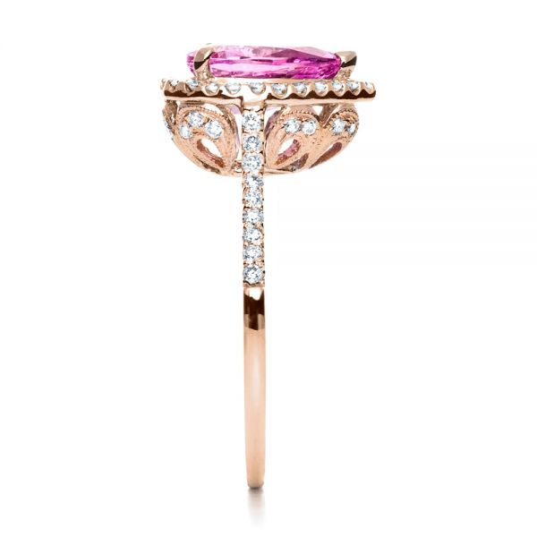 14k Rose Gold And 18K Gold 14k Rose Gold And 18K Gold Pink Sapphire And Diamond Two-tone Engagement Ring - Side View - 205