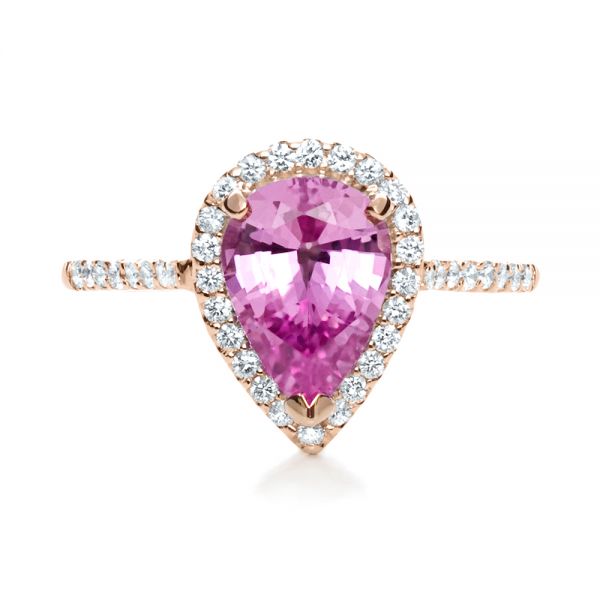 18k Rose Gold And Platinum 18k Rose Gold And Platinum Pink Sapphire And Diamond Two-tone Engagement Ring - Top View -  205