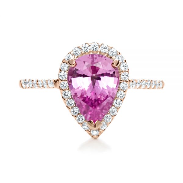 14k Rose Gold And 18K Gold 14k Rose Gold And 18K Gold Pink Sapphire And Diamond Two-tone Engagement Ring - Top View - 205