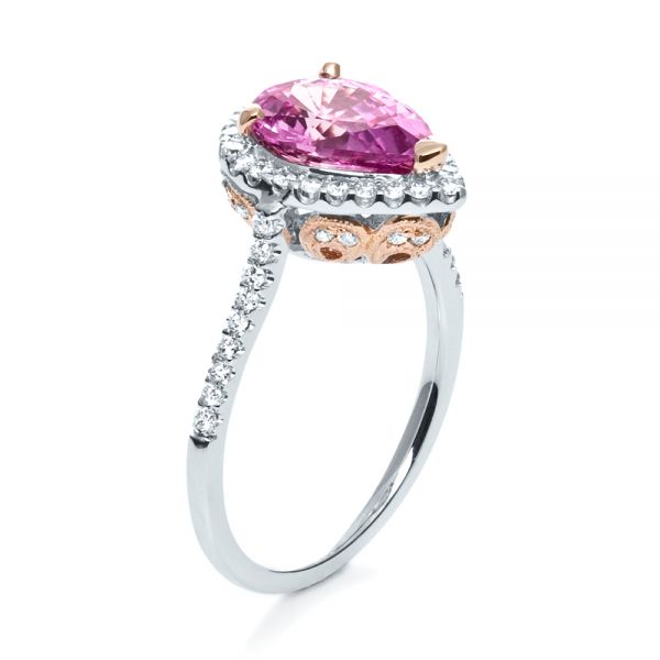 Pink Sapphire and Diamond Two-Tone Engagement Ring - Image