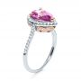 18k White Gold And 18K Gold Pink Sapphire And Diamond Two-tone Engagement Ring - Three-Quarter View -  205 - Thumbnail