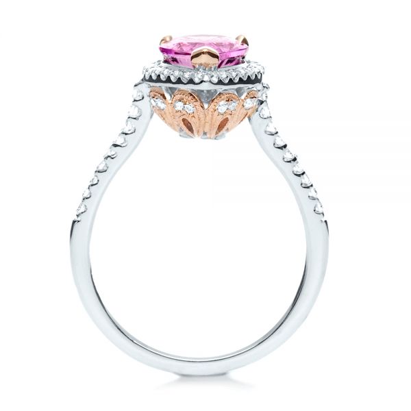 18k White Gold And 14K Gold 18k White Gold And 14K Gold Pink Sapphire And Diamond Two-tone Engagement Ring - Front View -  205