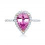  Platinum And 18K Gold Platinum And 18K Gold Pink Sapphire And Diamond Two-tone Engagement Ring - Top View -  205 - Thumbnail