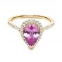 14k Yellow Gold And Platinum 14k Yellow Gold And Platinum Pink Sapphire And Diamond Two-tone Engagement Ring - Flat View -  205 - Thumbnail