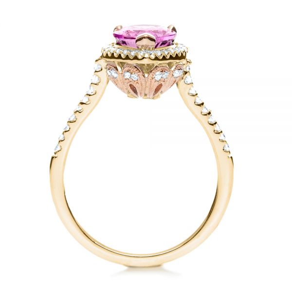 18k Yellow Gold And 18K Gold 18k Yellow Gold And 18K Gold Pink Sapphire And Diamond Two-tone Engagement Ring - Front View -  205