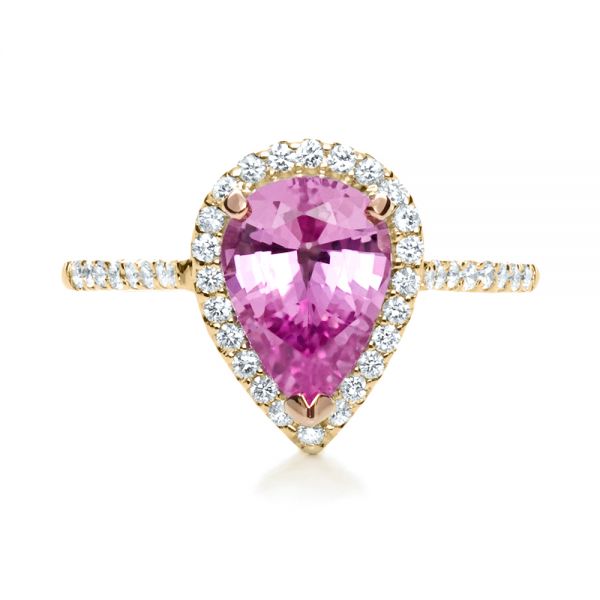 14k Yellow Gold And Platinum 14k Yellow Gold And Platinum Pink Sapphire And Diamond Two-tone Engagement Ring - Top View -  205
