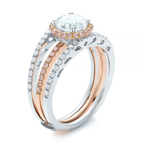 Pink And White Diamond Bridal Set - Three-Quarter View -  101956