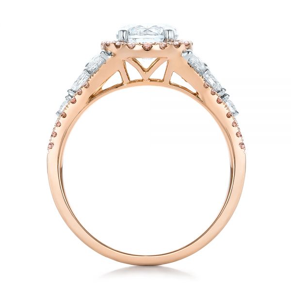 Pink And White Diamond Halo Engagement Ring - Front View - 101953