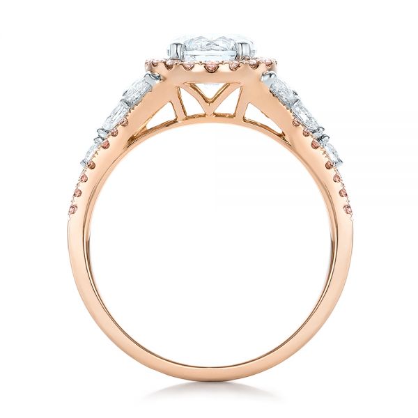 Pink And White Diamond Halo Engagement Ring - Front View -  101953