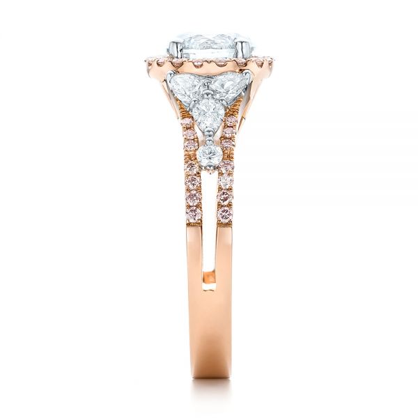 Pink And White Diamond Halo Engagement Ring - Side View - 101953