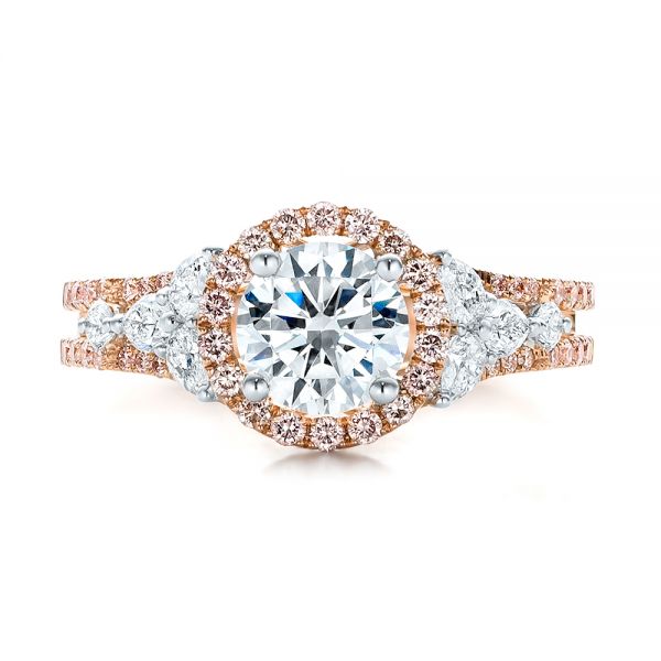 Pink And White Diamond Halo Engagement Ring - Top View - 101953
