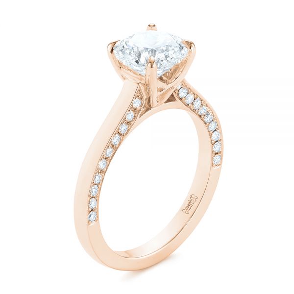18k Rose Gold 18k Rose Gold Peekaboo Diamond Engagement Ring - Three-Quarter View -  104882