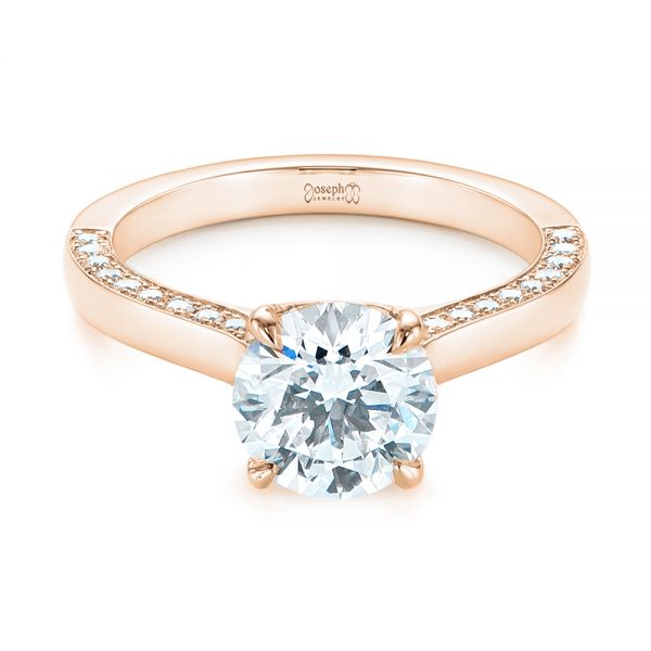 18k Rose Gold 18k Rose Gold Peekaboo Diamond Engagement Ring - Flat View -  104882