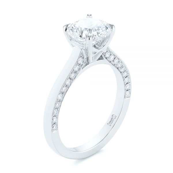 18k White Gold 18k White Gold Peekaboo Diamond Engagement Ring - Three-Quarter View -  104882