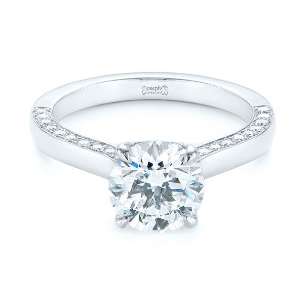  Platinum Peekaboo Diamond Engagement Ring - Flat View -  104882