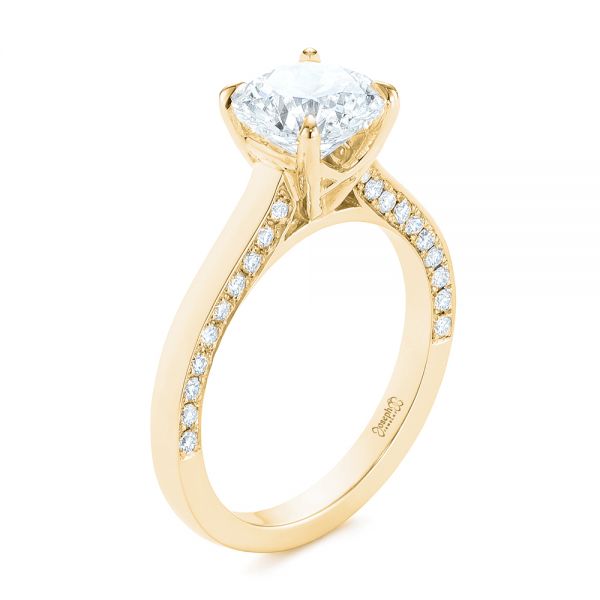 18k Yellow Gold 18k Yellow Gold Peekaboo Diamond Engagement Ring - Three-Quarter View -  104882