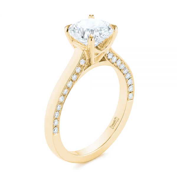 14k Yellow Gold 14k Yellow Gold Peekaboo Diamond Engagement Ring - Three-Quarter View - 104882