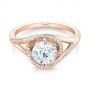 14k Rose Gold 14k Rose Gold Split Shank Wrapped Halo Diamond Engagement Ring - Flat View -  104584 - Thumbnail
