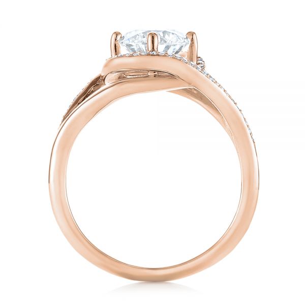 14k Rose Gold 14k Rose Gold Split Shank Wrapped Halo Diamond Engagement Ring - Front View - 104584