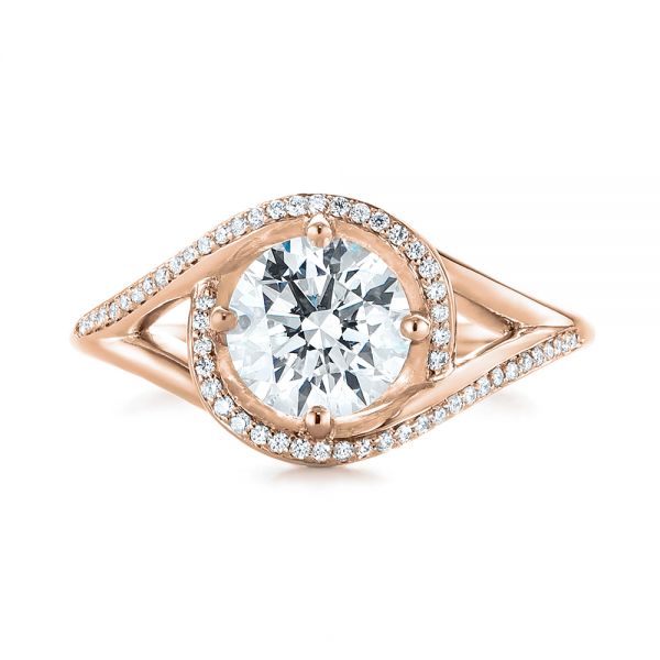 14k Rose Gold 14k Rose Gold Split Shank Wrapped Halo Diamond Engagement Ring - Top View -  104584