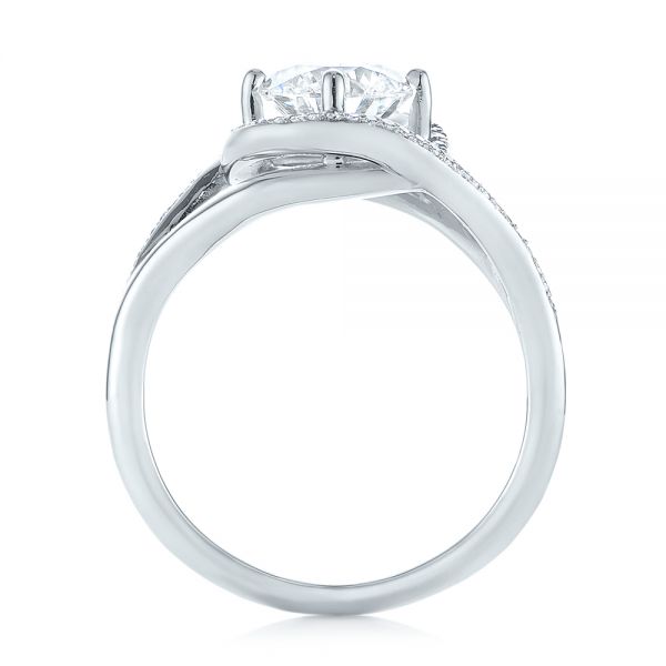  Platinum Split Shank Wrapped Halo Diamond Engagement Ring - Front View -  104584