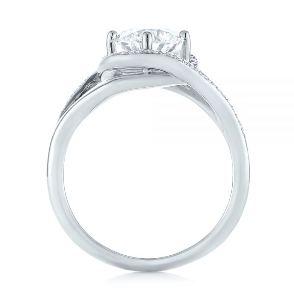 14k White Gold 14k White Gold Split Shank Wrapped Halo Diamond Engagement Ring - Front View -  104584