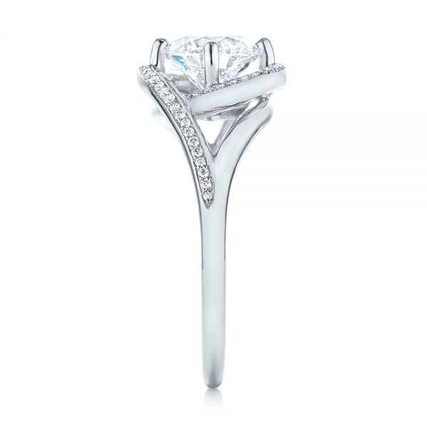  Platinum Split Shank Wrapped Halo Diamond Engagement Ring - Side View -  104584