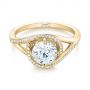 14k Yellow Gold 14k Yellow Gold Split Shank Wrapped Halo Diamond Engagement Ring - Flat View -  104584 - Thumbnail