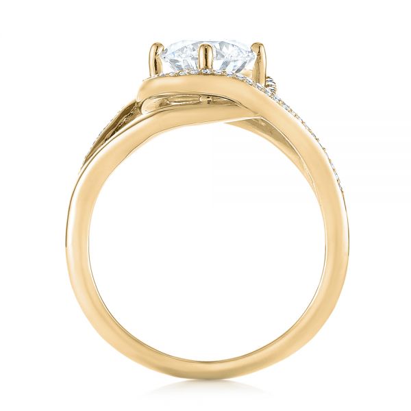 14k Yellow Gold 14k Yellow Gold Split Shank Wrapped Halo Diamond Engagement Ring - Front View - 104584