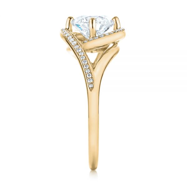 14k Yellow Gold 14k Yellow Gold Split Shank Wrapped Halo Diamond Engagement Ring - Side View - 104584