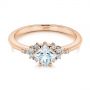 18k Rose Gold 18k Rose Gold Princess Cut Diamond Cluster Engagement Ring - Flat View -  104983 - Thumbnail