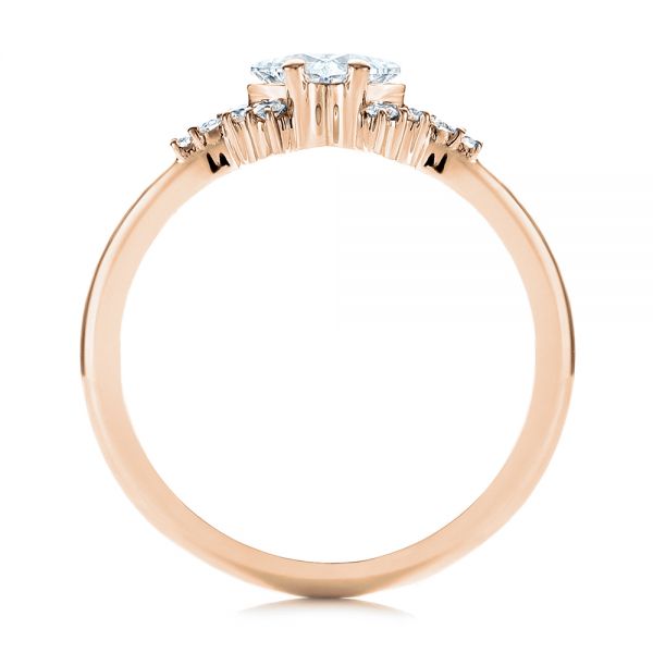 14k Rose Gold 14k Rose Gold Princess Cut Diamond Cluster Engagement Ring - Front View -  104983