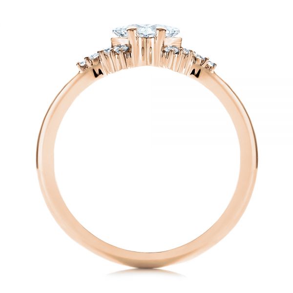 18k Rose Gold 18k Rose Gold Princess Cut Diamond Cluster Engagement Ring - Front View - 104983