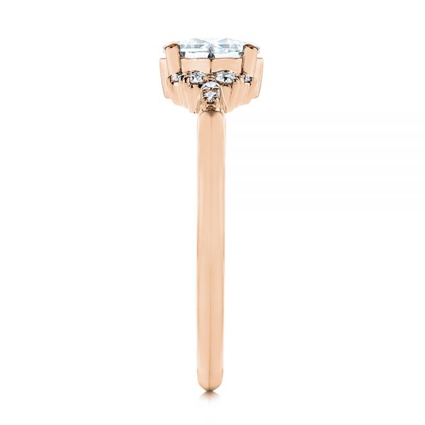18k Rose Gold 18k Rose Gold Princess Cut Diamond Cluster Engagement Ring - Side View - 104983