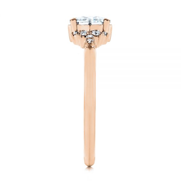 14k Rose Gold 14k Rose Gold Princess Cut Diamond Cluster Engagement Ring - Side View -  104983