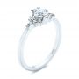 18k White Gold Princess Cut Diamond Cluster Engagement Ring - Three-Quarter View -  104983 - Thumbnail