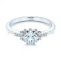18k White Gold Princess Cut Diamond Cluster Engagement Ring - Flat View -  104983 - Thumbnail